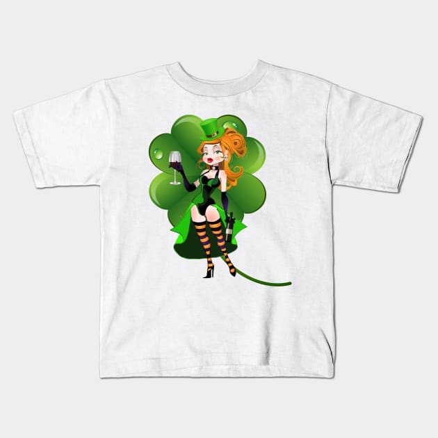 Green Lucky Witch Kids T-Shirt by dcohea